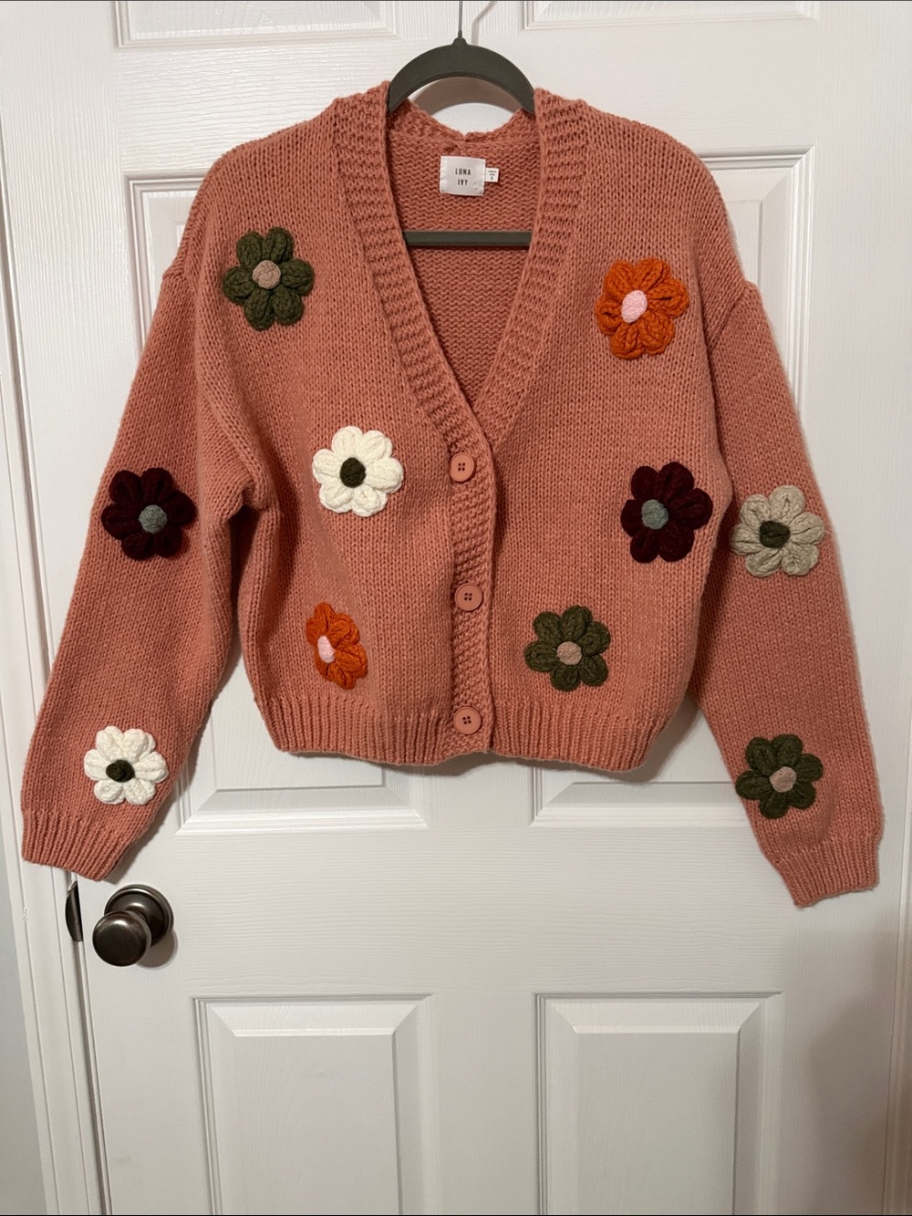 Luna Ivy Blush Button-Front Cardigan